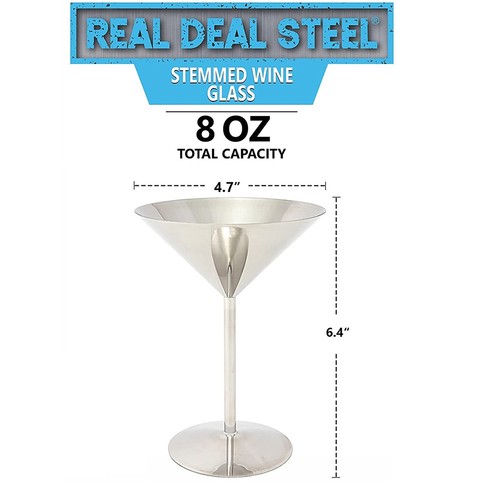 Bicchieri in Acciaio Inox, Set di 4, 8 Oz Bicchieri da Cocktail in Metallo, Unzer5805 - Foto 7 di 7