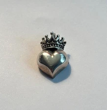 King Baby Studio Crowned Heart Pendant 3D 925 Sterling Silver Authentic