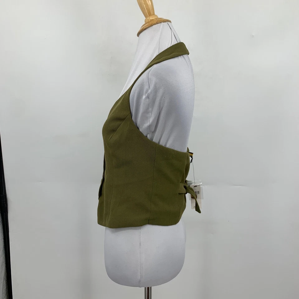 Current Air Vest Womens XS Extra Small Moss Halter Neck Button Front Sleeveless - Image 4 of 4
