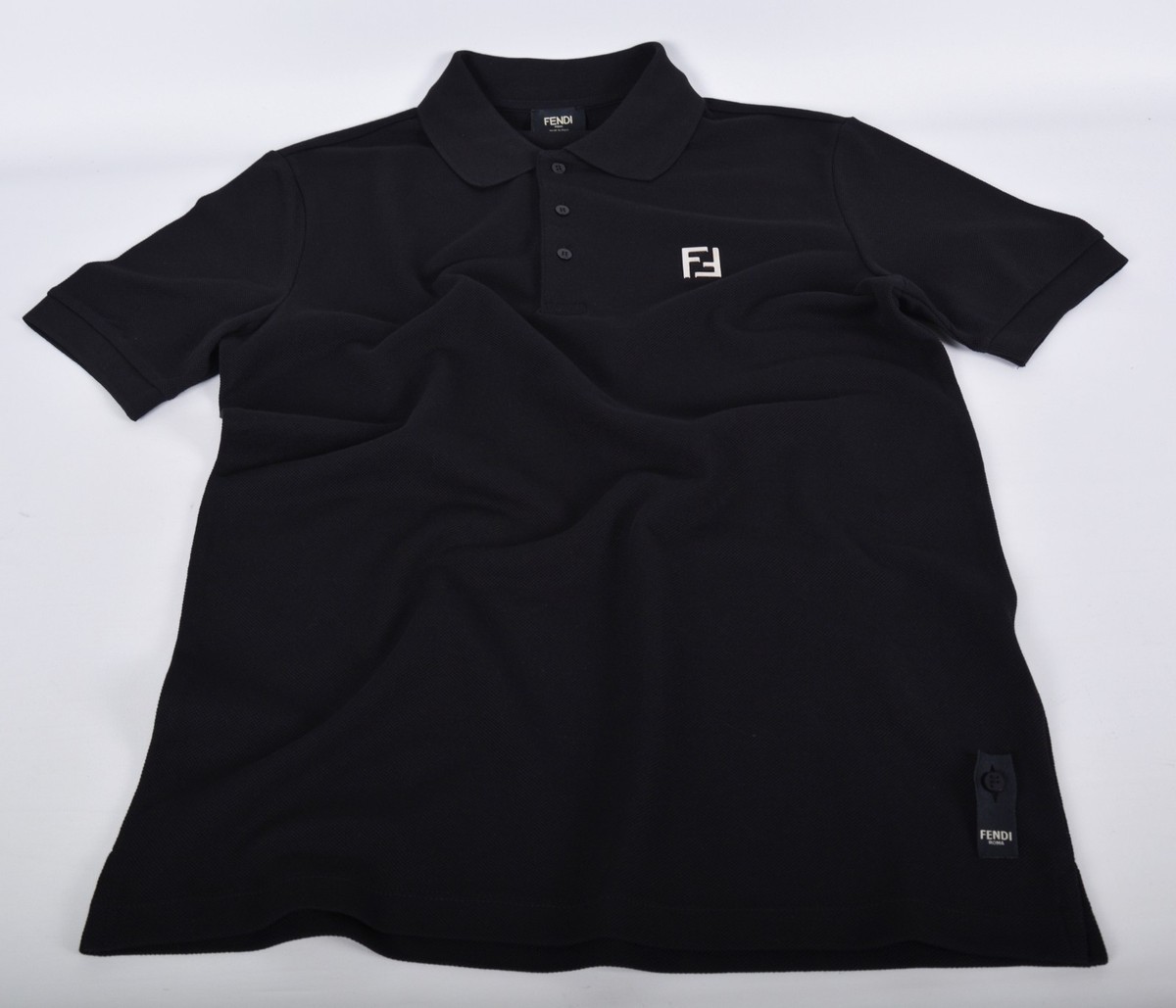 FENDI ブラック ポロシャツ Lサイズ Men's Fendi Black Polo Shirt M Piqué Cotton Chest Detail | eBay