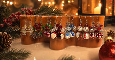 Handmade Christmas Earrings Set Snowman Santa Tree Holiday Dangle Gift 6 pair