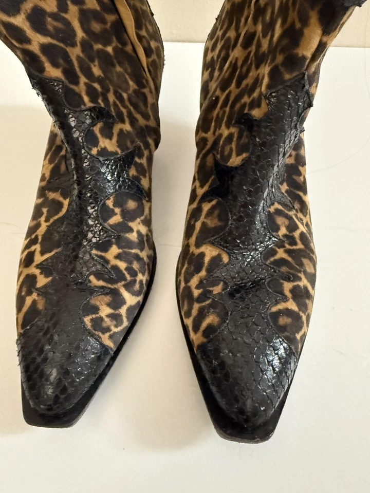 Giuseppe Zanotti Mujer Negro Botines Estampado Leopardo Tacones Hebillas Talla 37.5 Foto 2 de 4