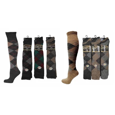 BLEND 12 Pairs Premium Wool Knee High Socks Mens, Argyle Boot Socks Mens UK 6-11