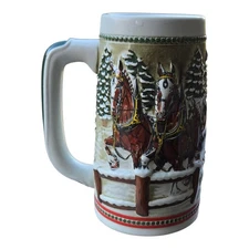 Retired 1984 Anheuser-Busch Holiday Stein Budweiser #CS-62 "Covered Bridge"