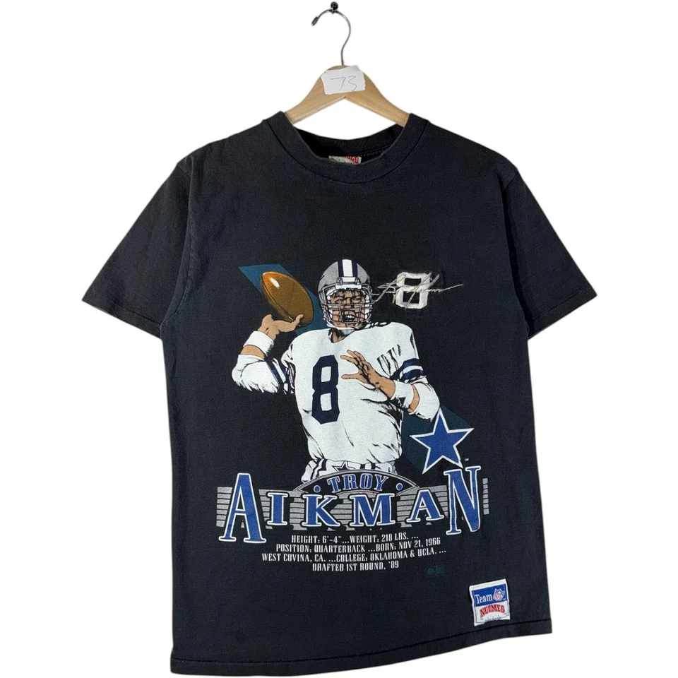 Camiseta De Colección Troy Aikman NFL Gráfica Años 90 Negra Para Hombre Grande Foto 4 de 4
