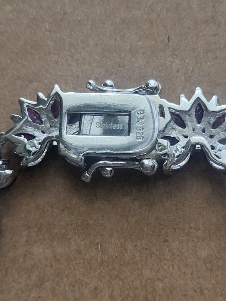 Wow! Colgante/cadena de amatista africana púrpura profundo, pulsera, juego de pendientes sobre SS Foto 4 de 4