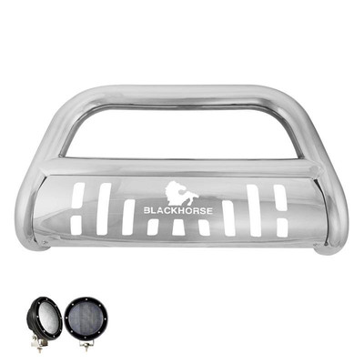 Black Horse Bull Bar Push Guard w/Skid Stainless w/5.3''LED Fits 19-21 LexuNX300