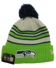 SEATTLE SEAHAWKS NFL NEW ERA KNIT BEANIE HAT STRIPPED WITH CUFF POM OSFA NEW