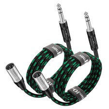 XLR Male to 1/4 Cable 3ft 2 Pack 1 Meter Green Braided Balance 6.35mm TRS P...