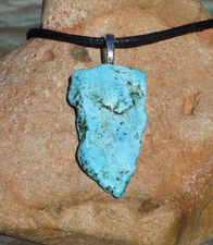 Genuine Turquoise from Veracruz Mexico Free Form Stone Crystal Pendant Necklace