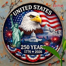 USA 250 Years Patriotic Metal Sign 1776 2026 Independence Day Front Door Decor