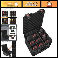Waterproof Storage Case for Power Tool Batteries  Chargers - 9 Adjustable Divid