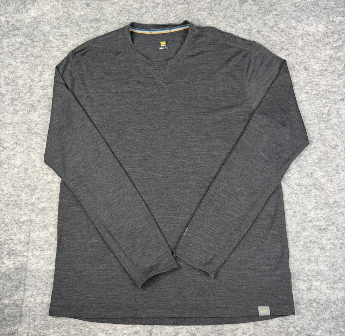Meriwool Layers Shirt Mens XL 190g Merino Wool Base Layer Gray Long Sleeve