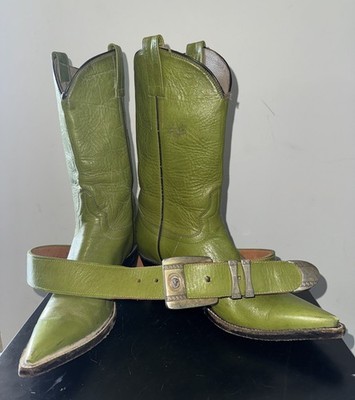 Vtg Sz 7 7.5 Green Leather Cowboy Boots Women's Dress Belt QUALITY Rockabilly 70 | eBay Vtg Sz 7 7.5 Green Leather Cowboy Boots Women's Dress Belt QUALITY Rockabilly 70 | eBay