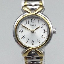 Timex Pleasant Street Womens Watch 24mm Two Tone Stretch Band New Battery