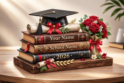Personalized Graduation Wooden Block 2D Flat, Graduate Keepsake with Cap 2026