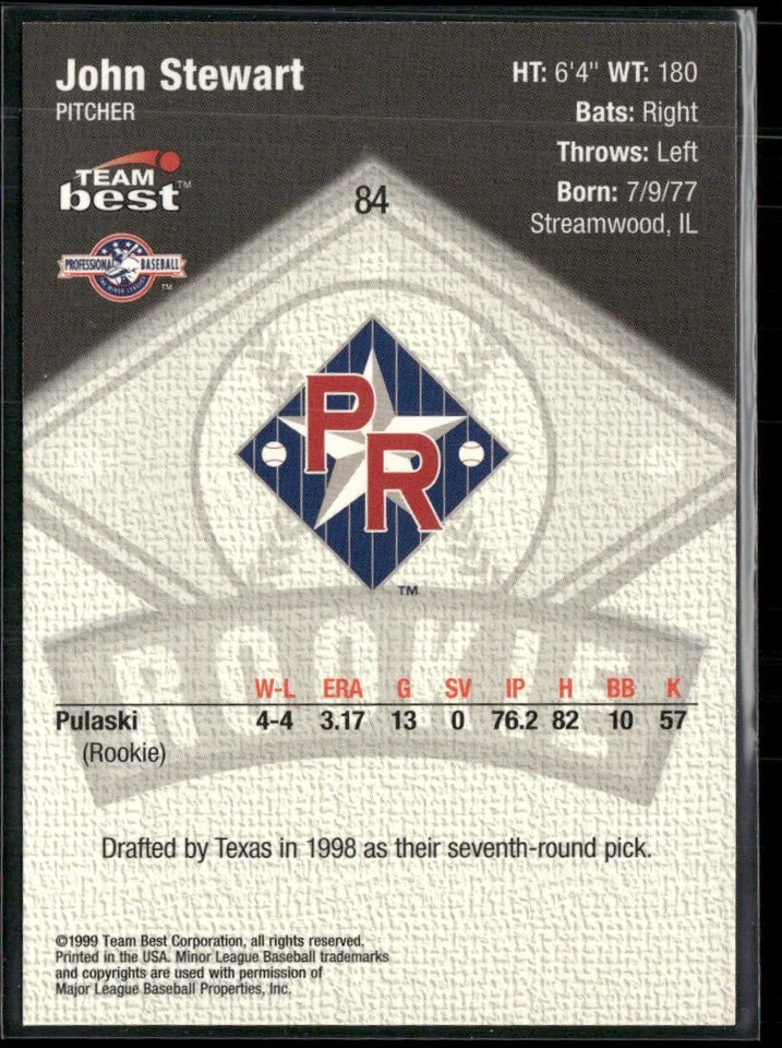 John Stewart 1999 Team Best Rookie #84 - Image 2 of 2