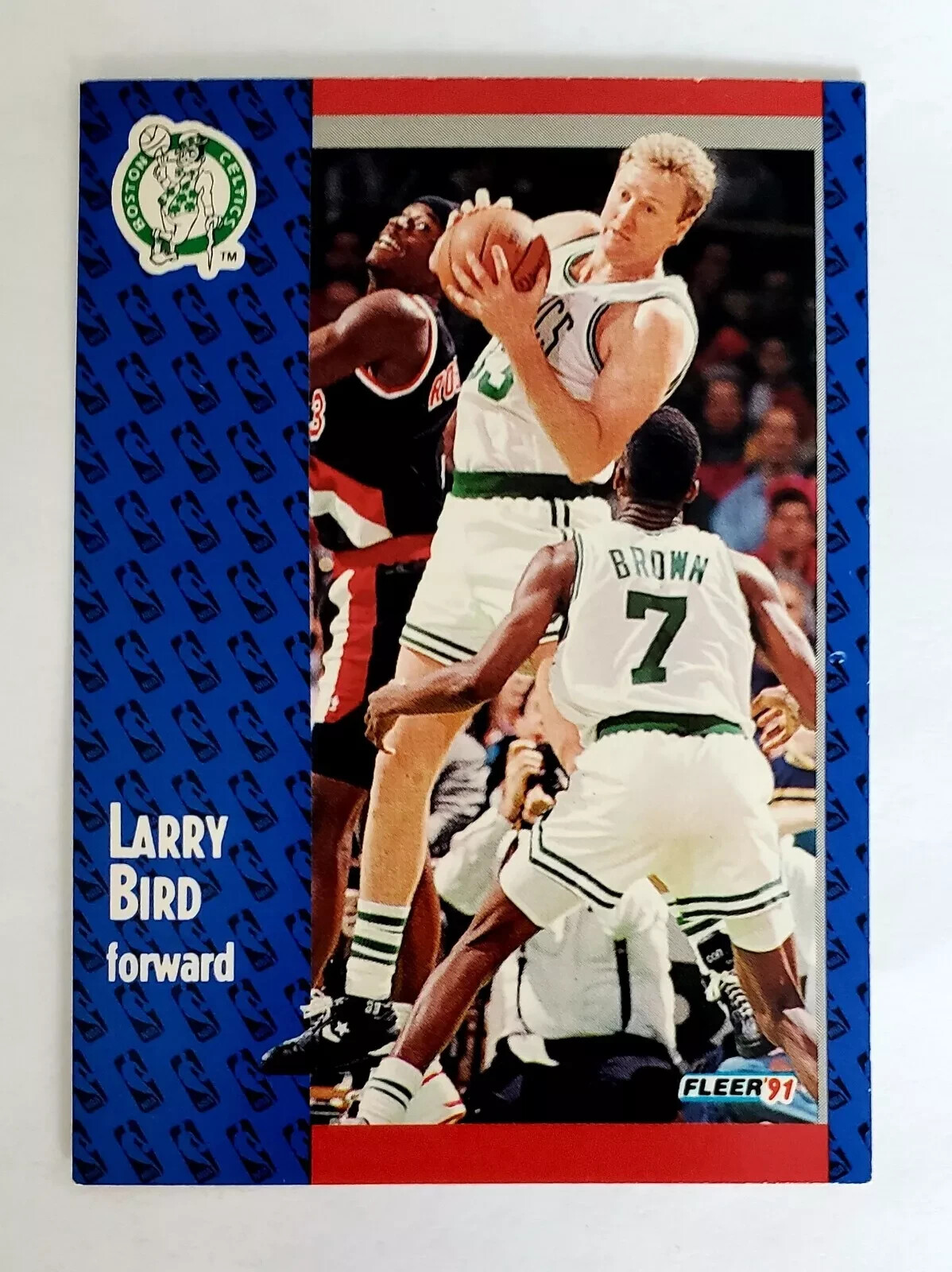 Larry Bird With Dee Brown 1991 Fleer Card 8