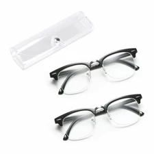 2x Reading Glasses Readers Metal Deluxe Rectangular Frame Business occasion Men