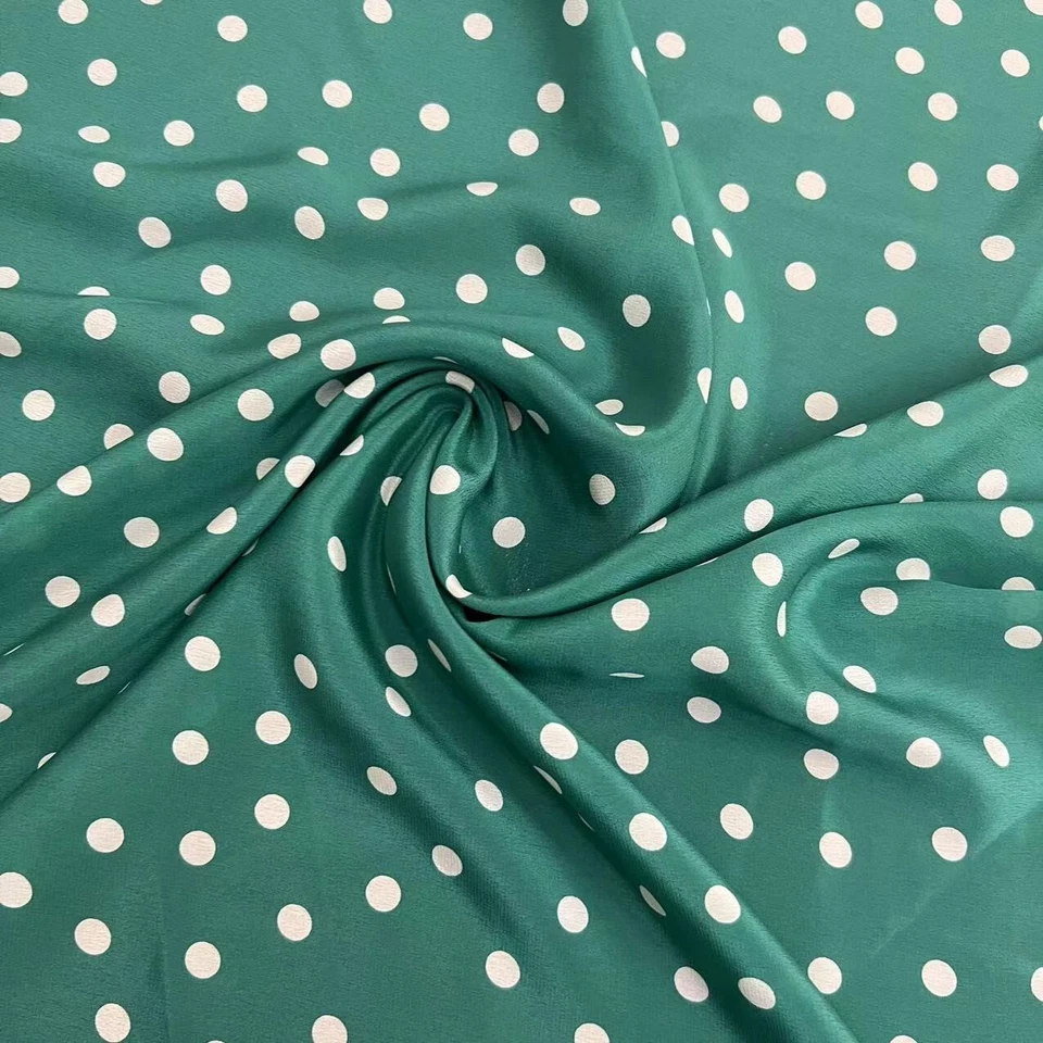 Tela de seda crepé 100 % seda pura 14 momme puntos verdes 43" de ancho por yarda XX061 Foto 2 de 2