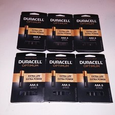 Set of 6 Duracell AAA Batteries Optimum Extra Life Extra Power Alkaline New
