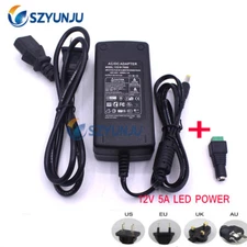 12V 5A 5 amp 60W DC POWER Supply ADAPTER Transformer LED Strip Light, CCTV, PC