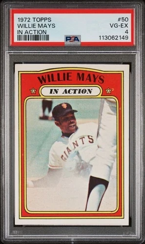 1972 TOPPS IN ACTION #50 WILLIE MAYS PSA VG-EX 4 PSA San Francisco Giants
