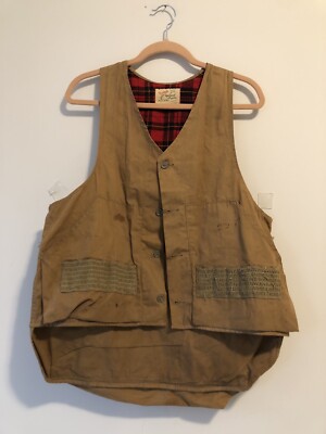 Vintage Duxbak Upland Poplin Canvas and Flannel Hunting Vest No Size Tag 