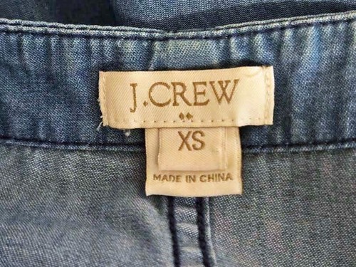 J.Crew blau Chambray ärmellos Tie Taille Taschen Knopf Freizeitkleid Damen-XS - Bild 7 von 7
