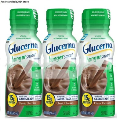 Glucerna Hunger Smart Shake, Chocolate, 10 oz Choose 6, 12 or 24 Bottles *FRESH*