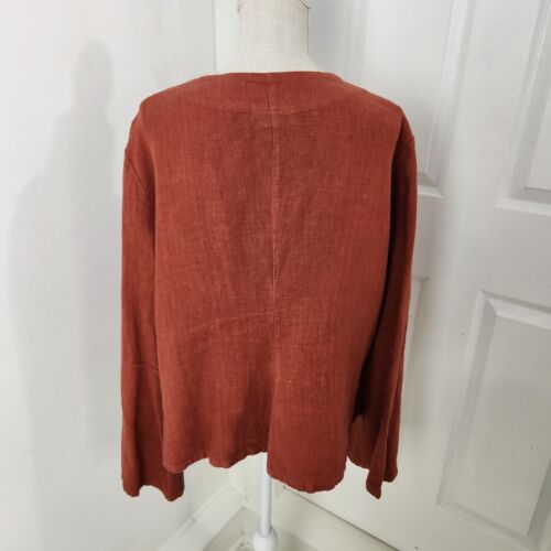 Bryn Walker Jacket Womens XXL Red Linen Open Lagenlook Boho Autumn Fall Rust - Picture 6 of 15