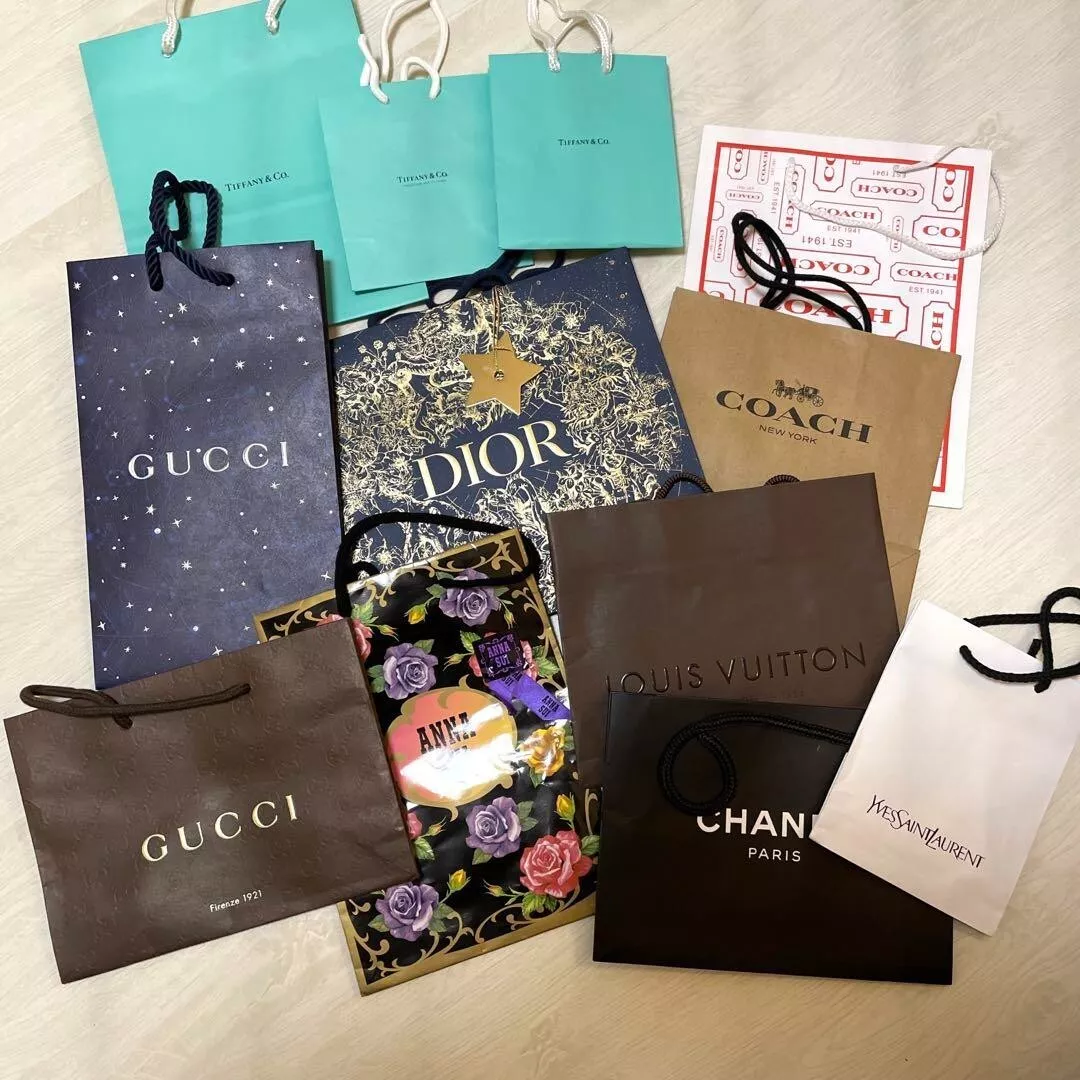 Set of 12 Paper shopping bags from Top Brands such as Chanel,Louis