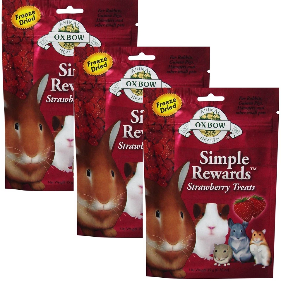 Oxbow Simple Rewards Treats Rabbit Guinea Pig Chinchilla Strawberry .5 oz 3 Pack