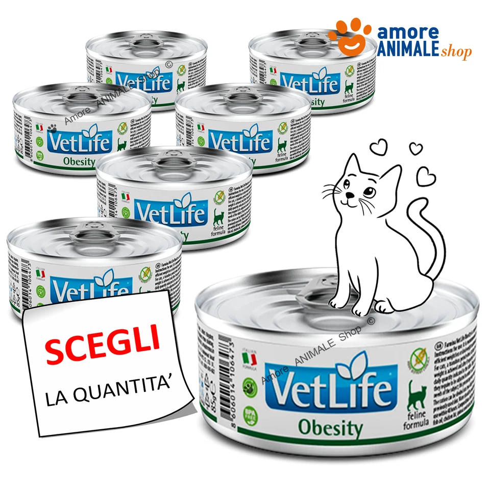 Farmina Cat VET LIFE Boîtes de 85 gr - OBESITY - Pâtée pour Chat, Chats - Photo 1/1