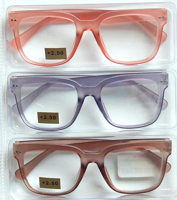 MAXSTUDIO +2.50 WOMEN'S PREMIUM READING GLASSES 3-PACK READERS NEW AUTHENTIC 