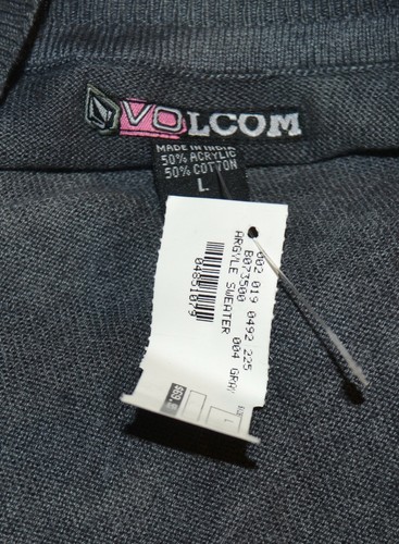 Volcom, Sweater, Argyle, Gray, Button Down, Large - Picture 9 of 9