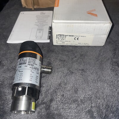 IFM PN7007, PRESSURE SENSOR, M12 CONNECTOR, 4 POLE, 0-145PSI, 18-36VDC,  #262985