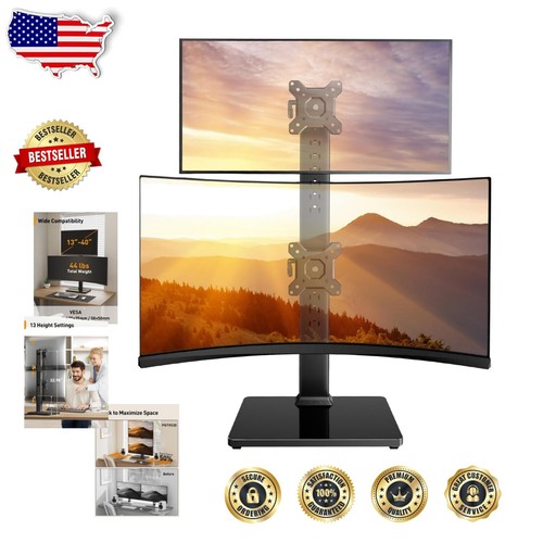 Freistehende Dual Monitor Halterung für 13-40 Zoll Displays - Schwarz Metall Design