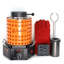 TOAUTO 1800W Melting Furnace Electric Smelter 5KG Crucible Graphite Ingot Mold