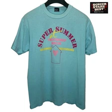 VTG Screen Stars Best Graphic T-Shirt Sz XL Super Summer Friendship House, Blue