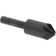 Hertel 19312 1/2" Head Diam, 1/4" Shank, 6 Flute 90° HSS Countersink, 2" OAL