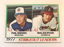 Nolan Ryan 1978 Topps #206 League Leaders - Phil Niekro Strikeout Leaders