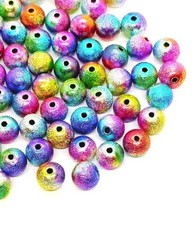 Rainbow Stardust acrylic glitter beads 4, 6, 8, 10 mm for DIY Jewellery Making