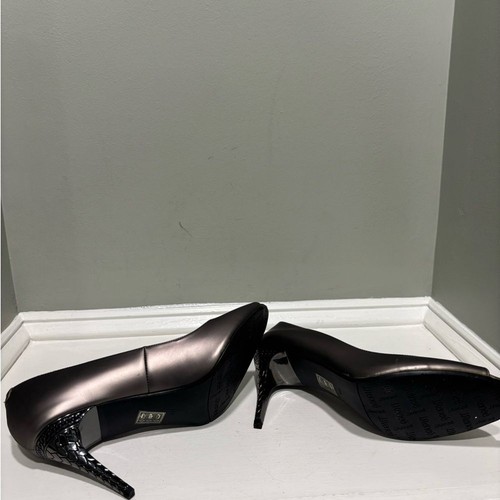 NWOT J.Renee Metallic Silver Pink Undertone Peep Toe Animal Print Heels-size 11 - Picture 7 of 12