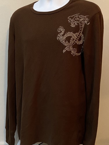 Camicia Guess e Marciano uomo vintage anni 90 drago marrone scuro termica rara taglia XL - Foto 2 di 4