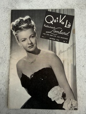 Qui Va La Restaurant Lombard San Francisco, 1946, Volume One Vintage Picture