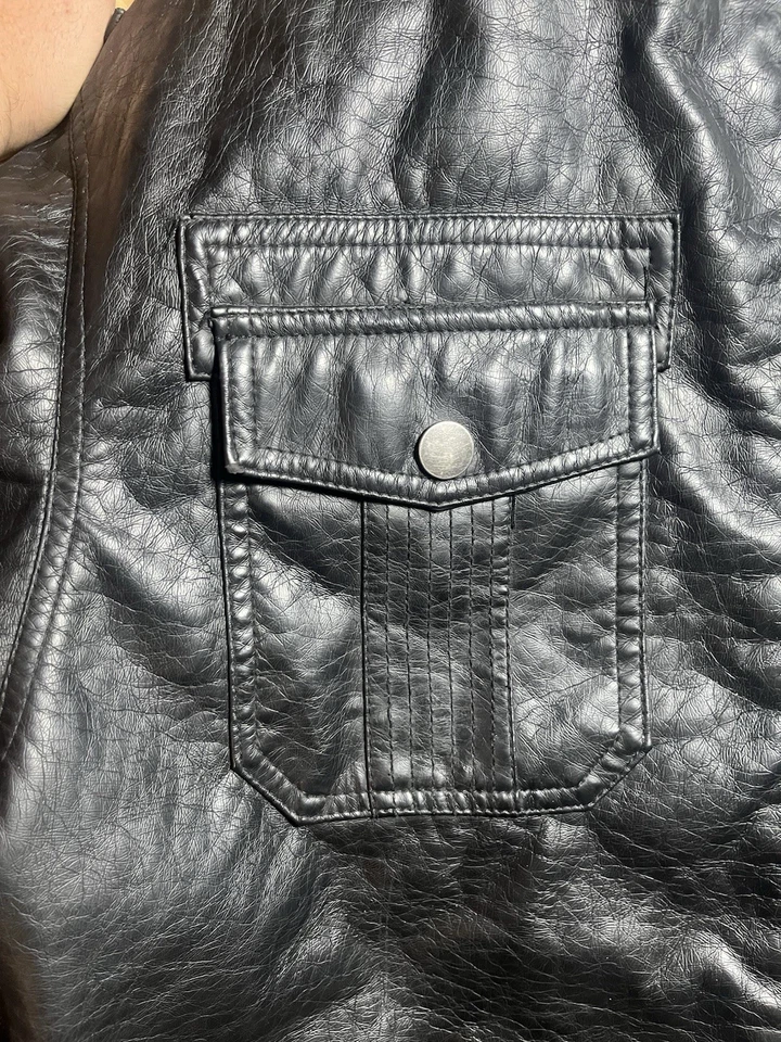 Jaqueta masculina Brave Soul Luxe vintage couro preto zíper completo com capuz XXL - Imagem 4 de 4