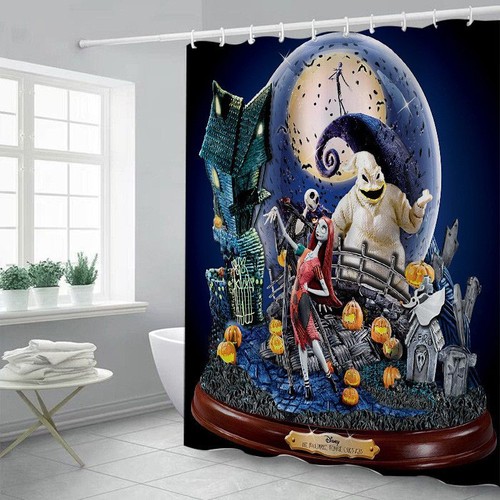 Vibrant And Colorful The Nightmare Before Christmas Shower Curtain With Hooks - Picture 14 of 18