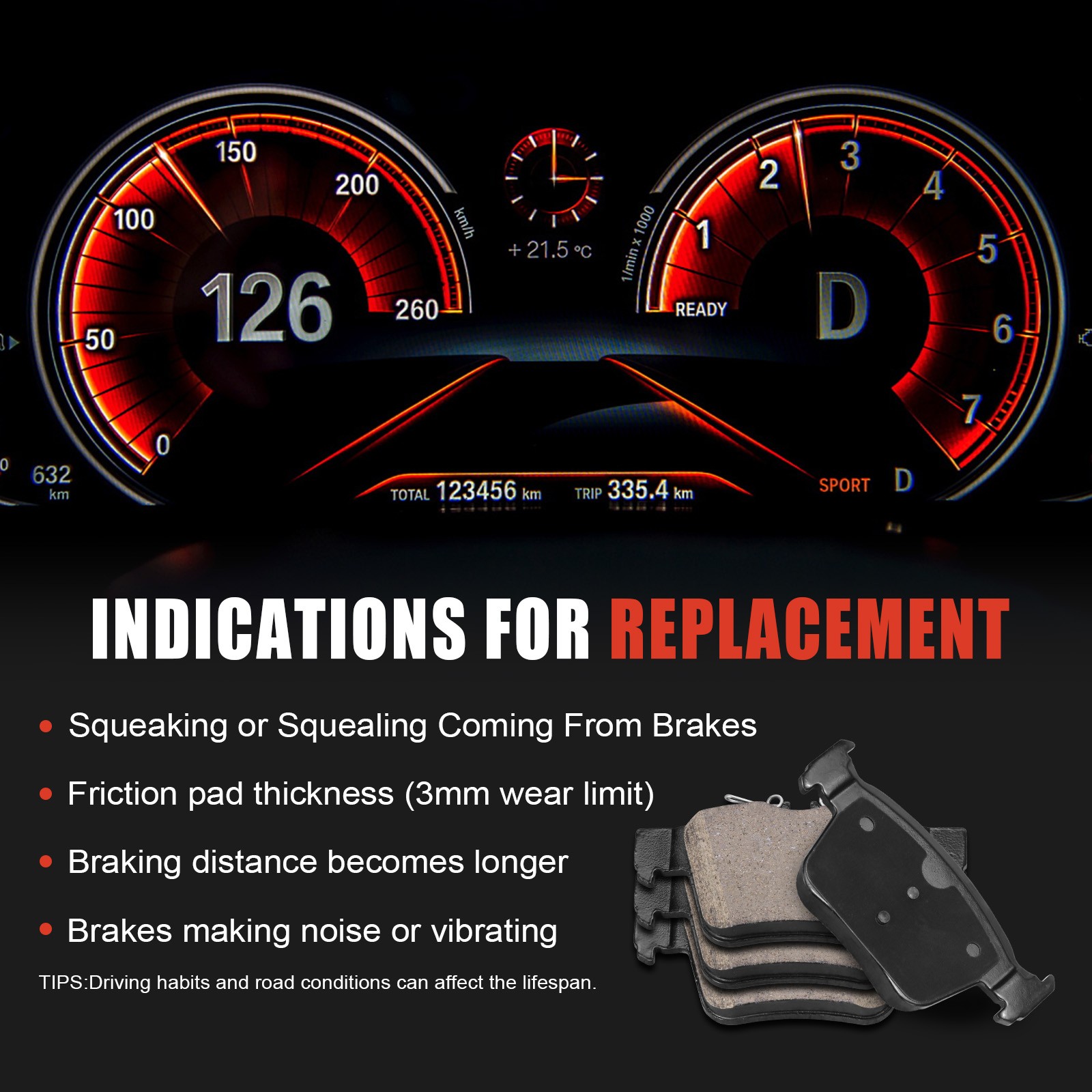 For Maserati Ghibli Levante Rear Brake Pads Premium Quality Hot Sales US Stock .