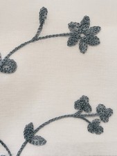 1of4 LAURA ASHLEY BLUE EMBROIDERED FLORAL WHITE SEMI SHEER CURTAIN PANEL 36x84
